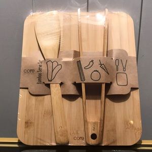 Core Bamboo Serve Set Chopping Board Spatula Tongs